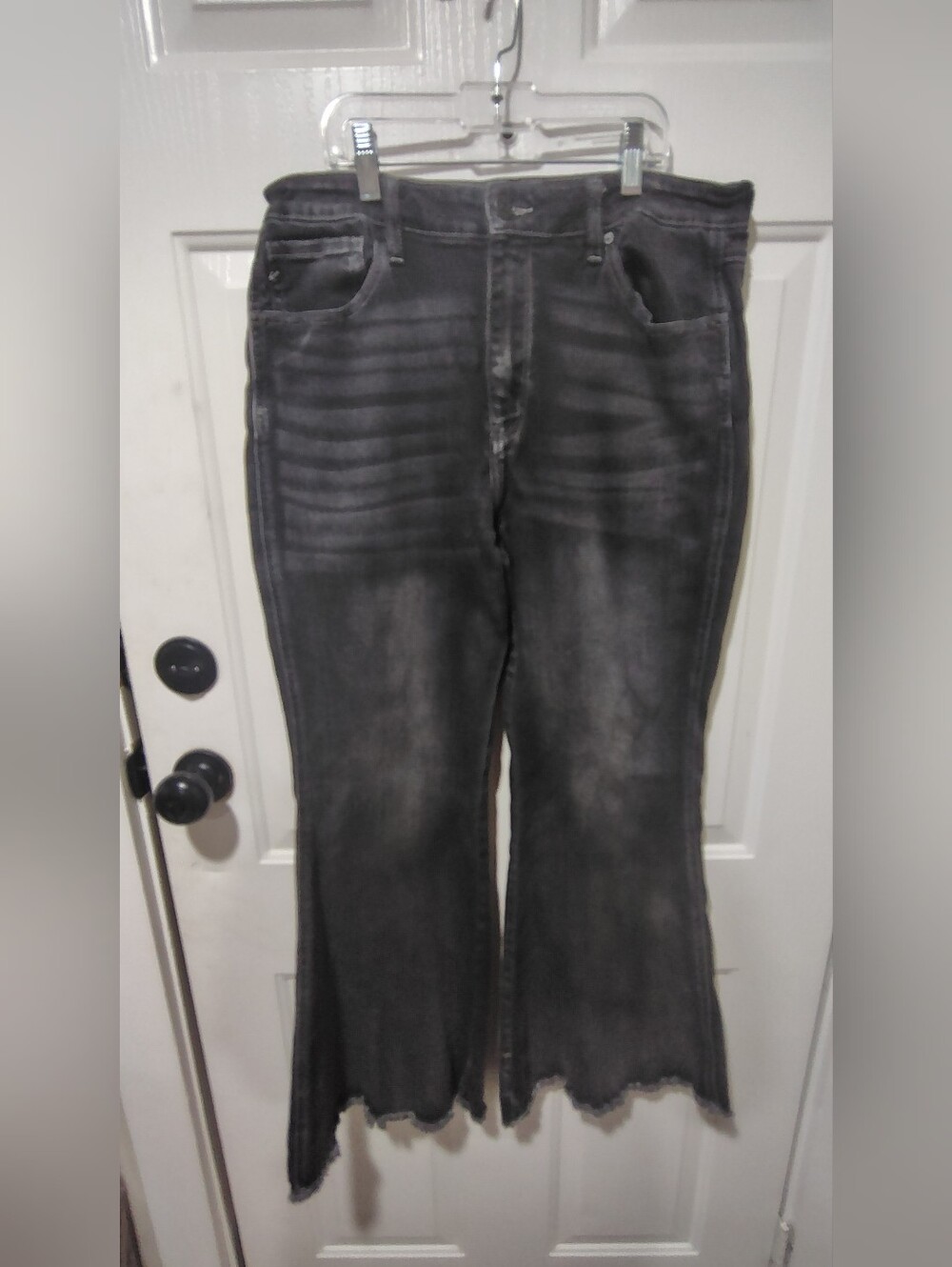 Women's Washed Black Flared Jeans